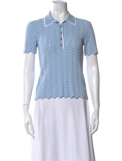 Pre-owned Maje Patterned Short Sleeve Polo In Blue