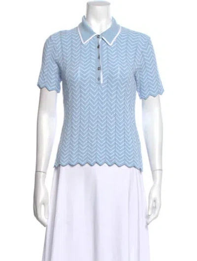 Pre-owned Maje Patterned Short Sleeve Polo In Blue