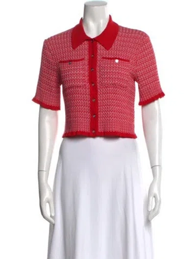 Pre-owned Maje Patterned Short Sleeve Polo In Red