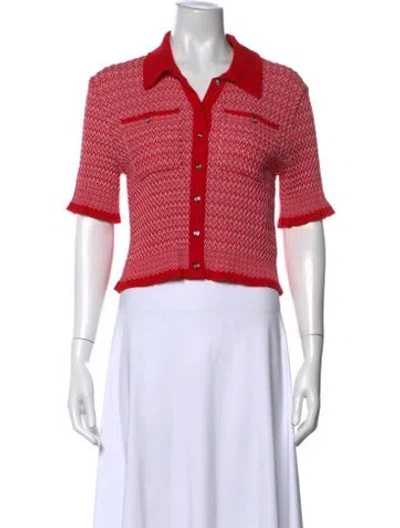 Pre-owned Maje Patterned Short Sleeve Polo W/ Tags In Red
