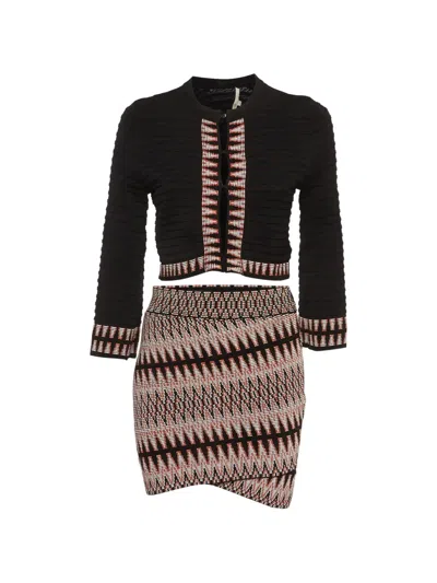 Pre-owned Maje Patterned Skirt Set In Black