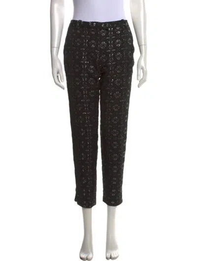 Pre-owned Maje Patterned Straight Leg Pants In Black