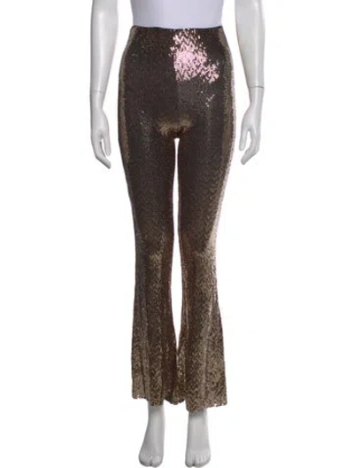 Pre-owned Maje Patterned Straight Leg Pants W/ Tags In Gold