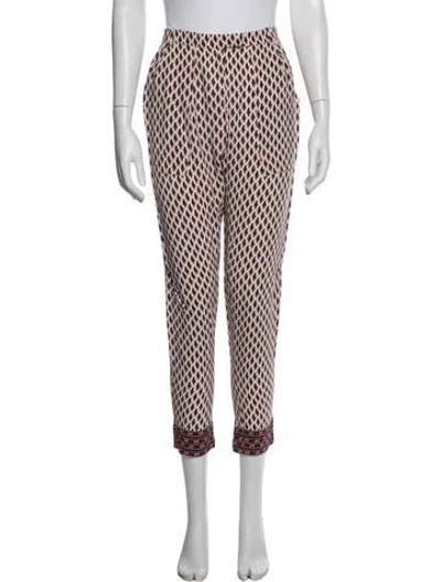 Pre-owned Maje Patterned Straight Leg Pants In White