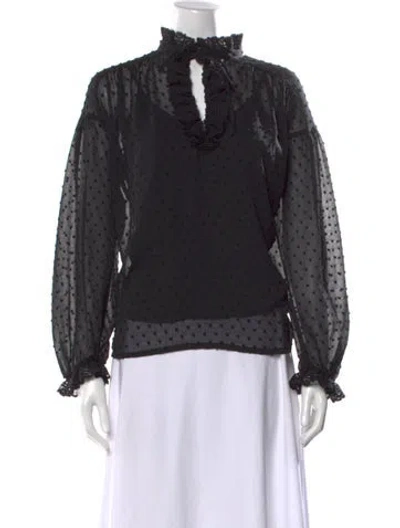 Pre-owned Maje Patterned Tie Neck Blouse In Black