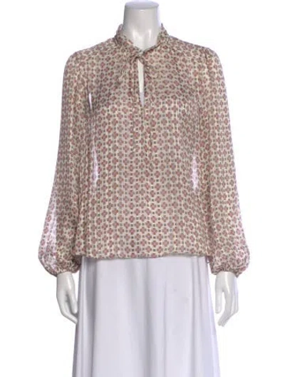 Pre-owned Maje Patterned Tie Neck Blouse In Neutral
