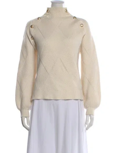Pre-owned Maje Patterned Turtleneck Sweater In Neutral
