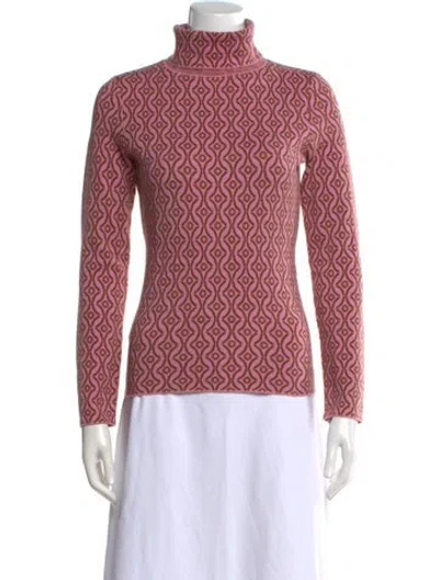 Pre-owned Maje Patterned Turtleneck Sweater In Pink