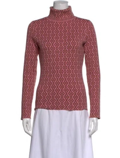 Pre-owned Maje Patterned Turtleneck Sweater In Pink