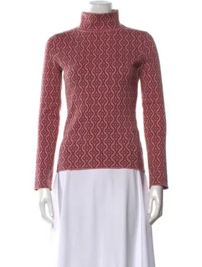 Pre-owned Maje Patterned Turtleneck Sweater In Pink