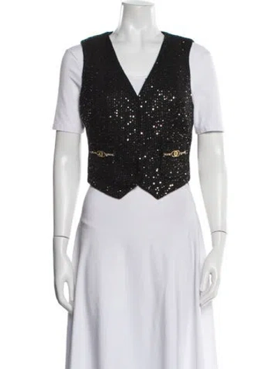 Pre-owned Maje Patterned Vest In Black