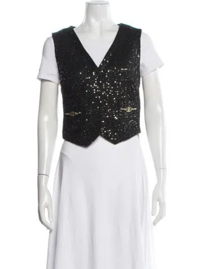 Pre-owned Maje Patterned Vest In Black/metallic