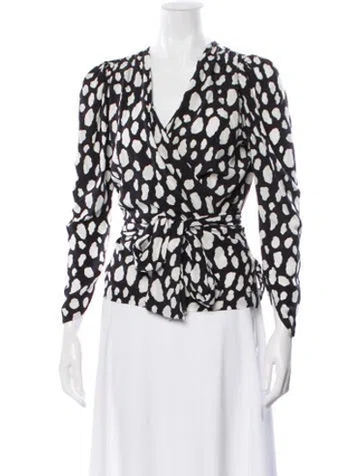 Pre-owned Maje Patterned V-neck Blouse In Multi