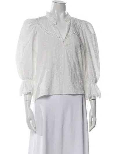 Pre-owned Maje Patterned V-neck Blouse In White