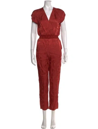 Pre-owned Maje Patterned V-neck Jumpsuit In Multi