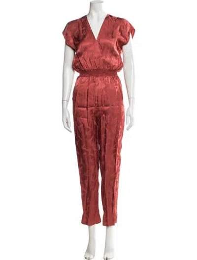 Pre-owned Maje Patterned V-neck Jumpsuit In Pink