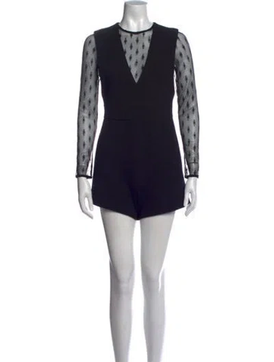 Pre-owned Maje Patterned V-neck Romper In Black