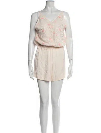 Pre-owned Maje Patterned V-neck Romper In Neutrals