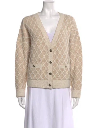 Pre-owned Maje Patterned V-neck Sweater In Neutrals