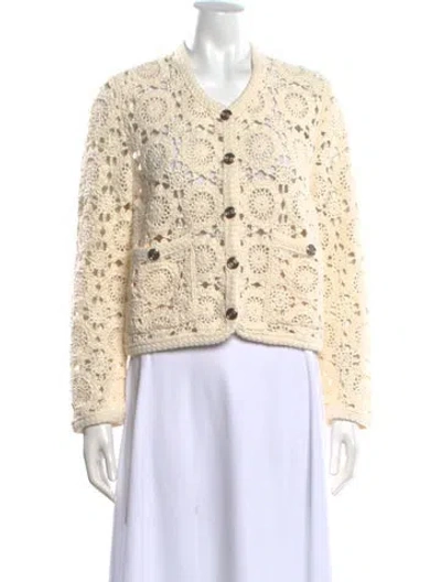 Pre-owned Maje Patterned V-neck Sweater In Neutrals