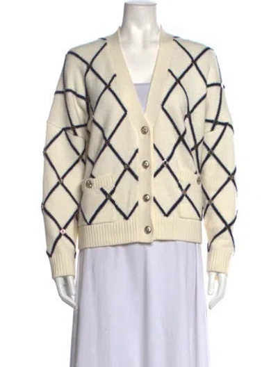Pre-owned Maje Patterned V-neck Sweater In Neutrals