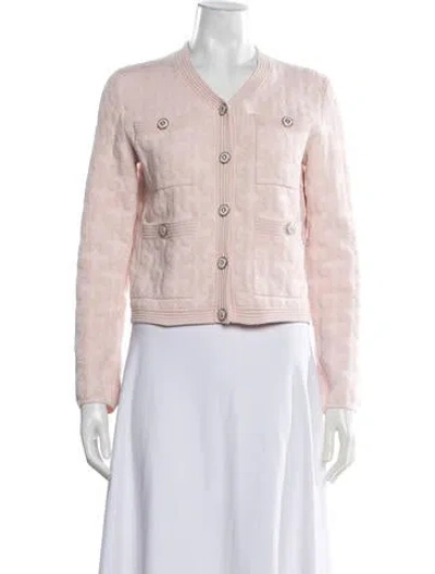 Pre-owned Maje Patterned V-neck Sweater In Pink