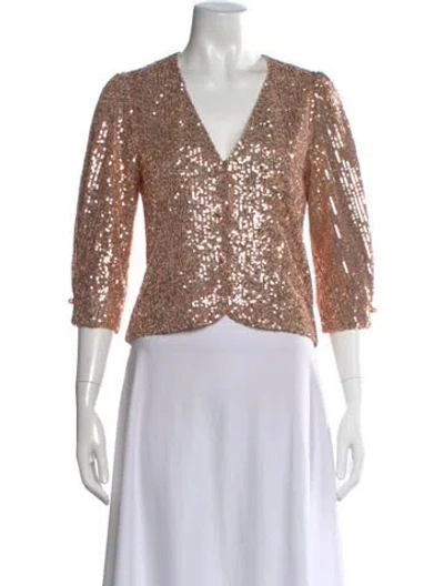 Pre-owned Maje Patterned V-neck Top W/ Tags In Pink