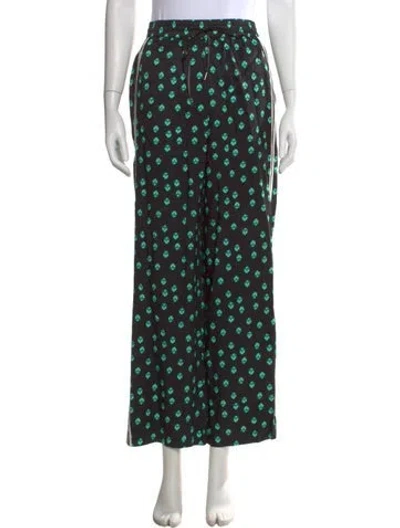 Pre-owned Maje Patterned Wide Leg Pants In Black