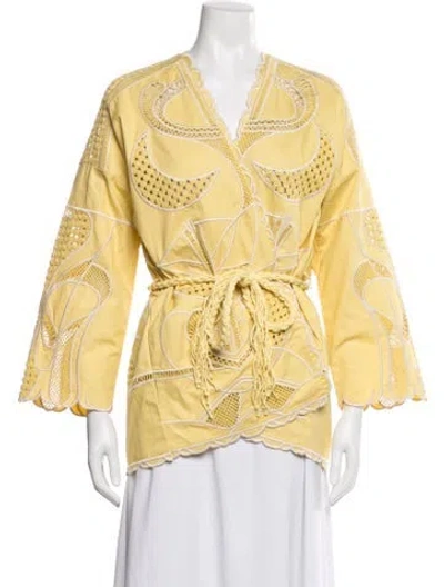 Pre-owned Maje Patterned In Yellow