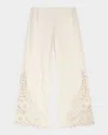 Maje Womens Blanc Scalloped-trim Mid-rise Embroidered Stretch-cotton Trousers In Ecru