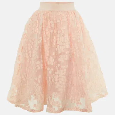 Pre-owned Maje Peach Fil Coupe Mesh Joshua Rose Short Skirt L In Orange