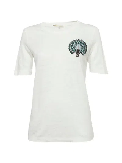 Pre-owned Maje Peacock Patch T-shirt In White