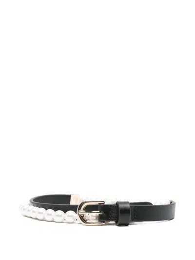 Maje Pearl Buckle Belt In Black
