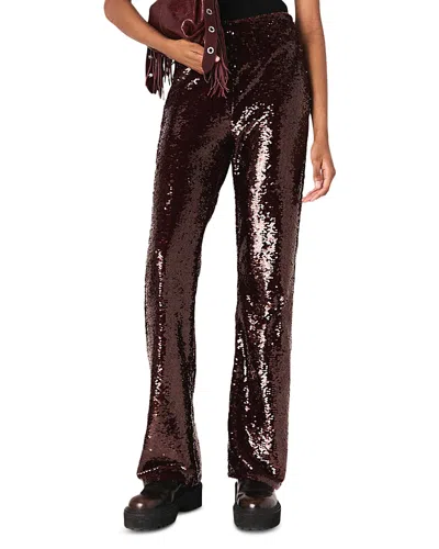 Maje Pequina Sequin Pants In Burgundy