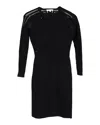 Maje Perforated Dress In Black Wool In Black