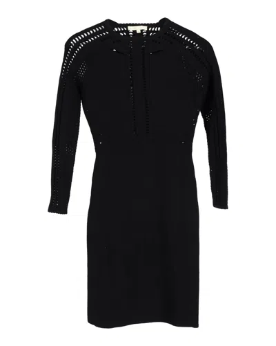 Maje Perforated Dress In Black Wool