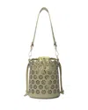 Maje Perforated Leather Bucket Bag In Almond Green