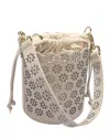 Maje Perforated Leather Bucket Bag In Ecru