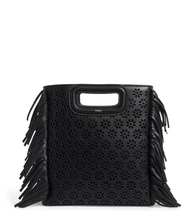 Maje Perforated Leather M Top Handle Bag In Black