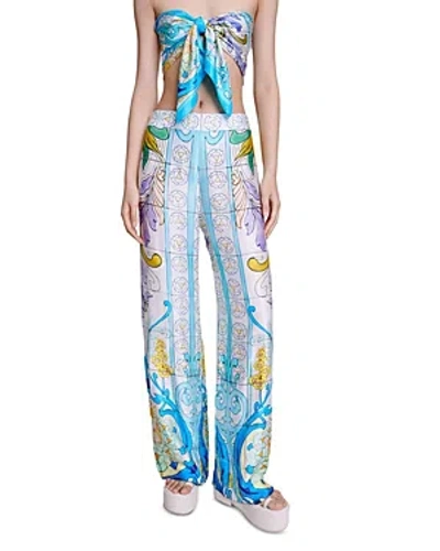 Maje Pezaique Wide Leg Pants In Print Mozaic