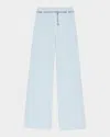 Maje Womens Bleus Chain-belt Mid-rise Tweed Trousers In Blue Sky