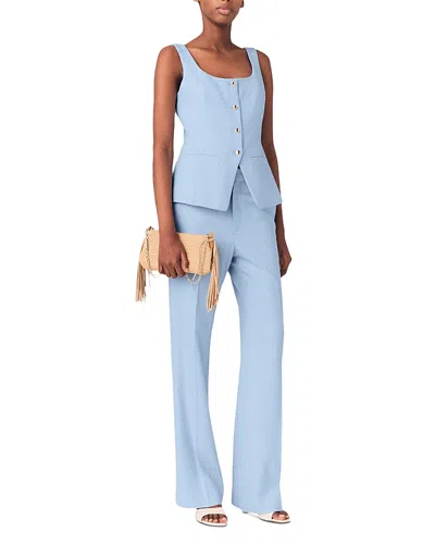 Maje Pigalue Pleated Suit Pants In Blue