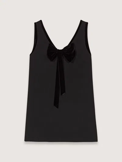 Maje Pinafore Dress With Velvet Collar In Black