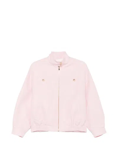 Maje Funnel-neck Zip-up Jacket In Pink