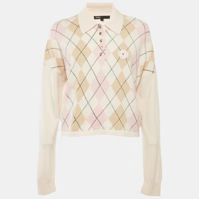 Pre-owned Maje Pink Argyle Knit Collared Sweatshirt S