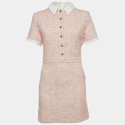 Pre-owned Maje Pink Collared Tweed Mini Dress M