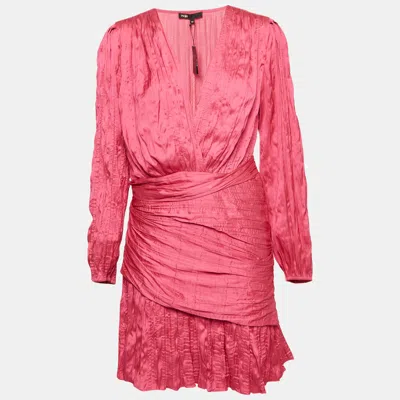 Pre-owned Maje Pink Crepe Draped Mini Dress L