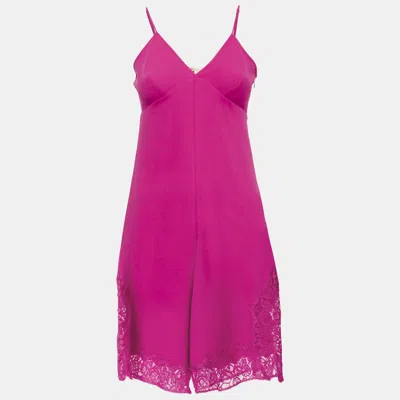 Maje Pink Crepe Lace Trimmed Playsuit In Purple