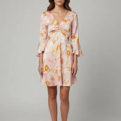 Pre-owned Maje Pink Floral Print Long Sleeve Mini Dress S
