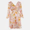 Maje Pink Flower Power Print Satin Mini Dress In Pink